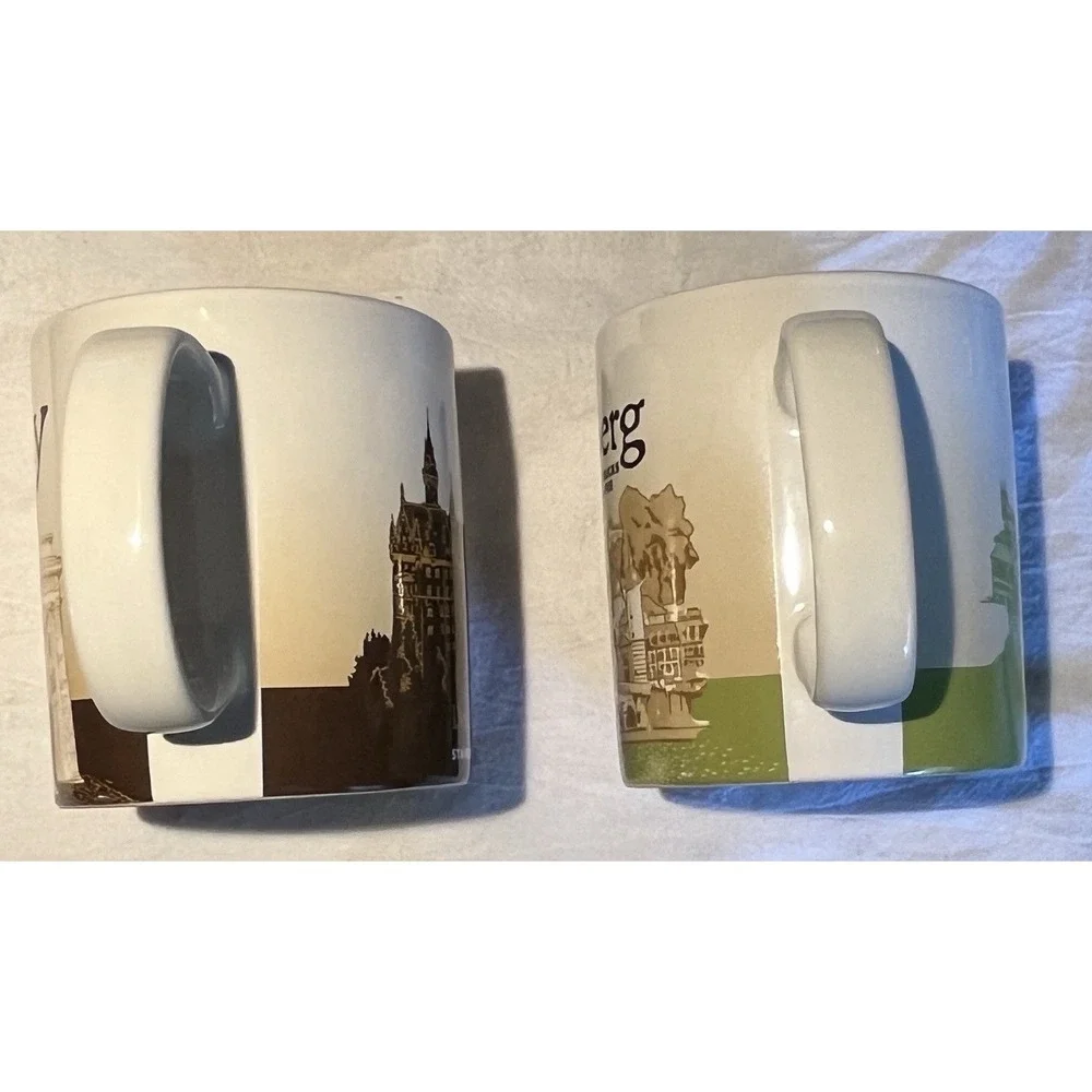 2 Starbucks Mugs Germany & Heidelberg Coffee Cups 16 oz Global Icon Collection